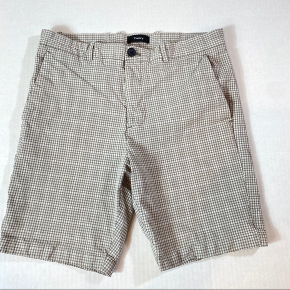 Theory Gingham Plaid Shorts High Waist 12” Sz 30 - Picture 1 of 9